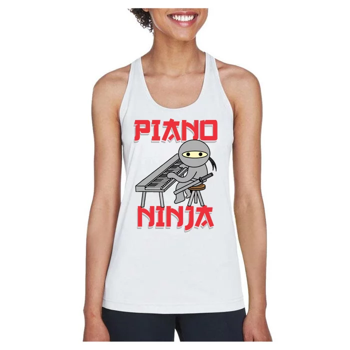 Piano Ninja Funny Keyboard Player Pianist Gift Women's Racerback Tank