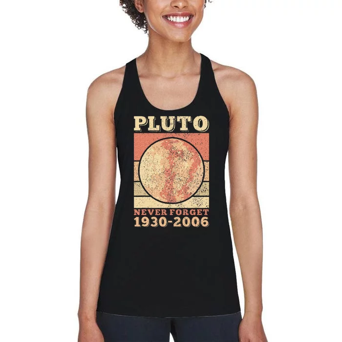 Pluto Never Forget Space Science Astronomy Women's Racerback Tank