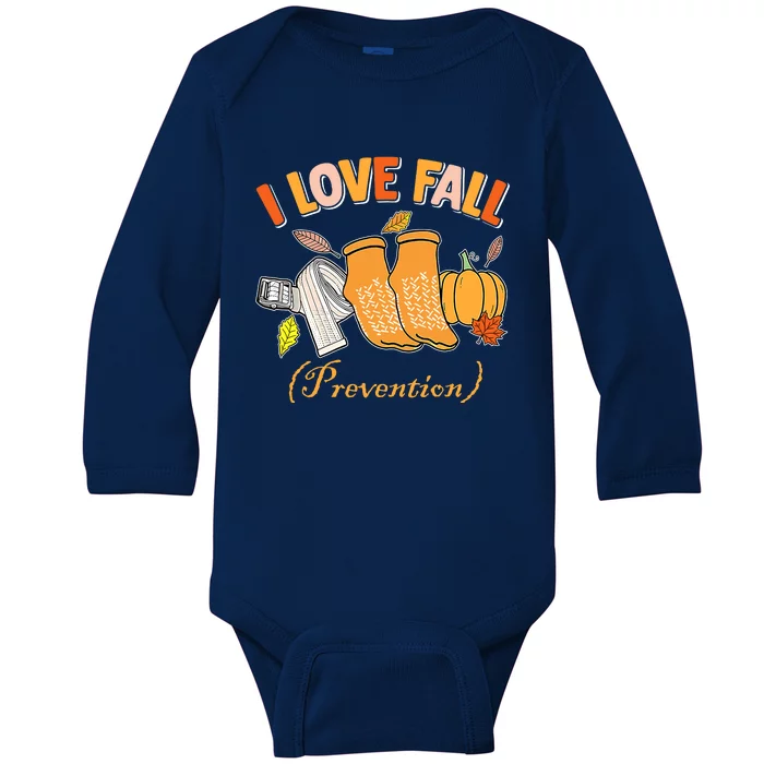 Pt Nurse Fall I Love Fall Prevention Fall Physical Therapy Baby Long Sleeve Bodysuit