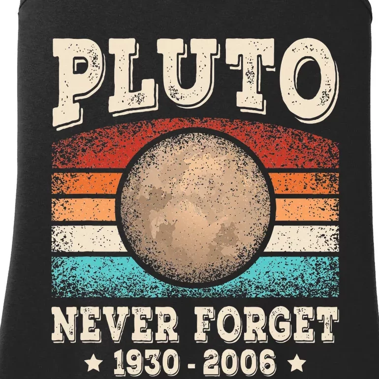 Pluto Never Forget Funny Planet Space Astronomy Science Ladies Essential Tank