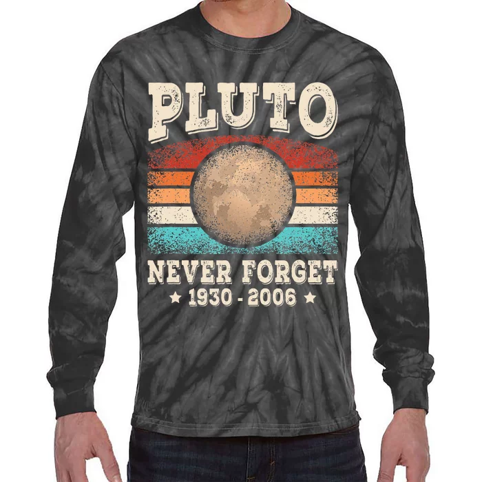 Pluto Never Forget Funny Planet Space Astronomy Science Tie-Dye Long Sleeve Shirt