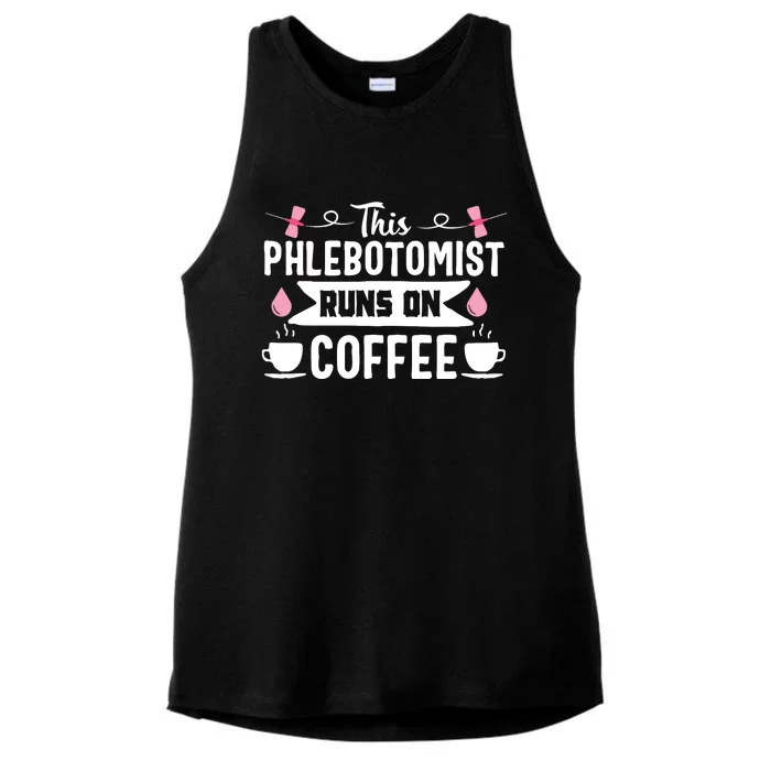 Phlebotomist Nurse Funny Coffee Phlebotomy Technician Tech Ladies Tri-Blend Wicking Tank