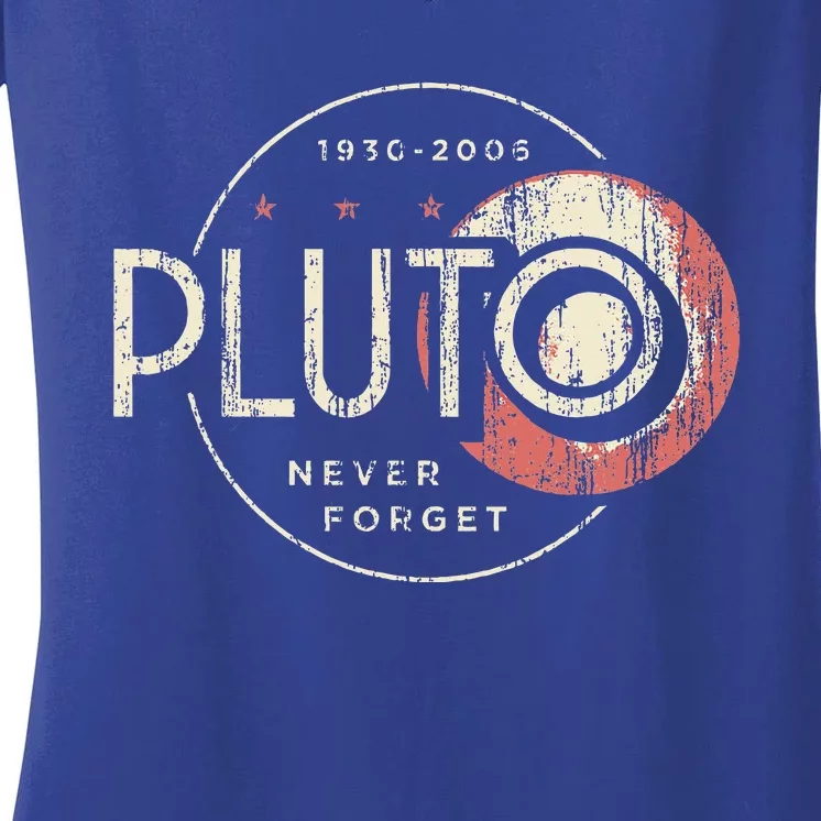 Pluto Never Forget Funny Pluto Pluto Lover Pluto Women's V-Neck T-Shirt