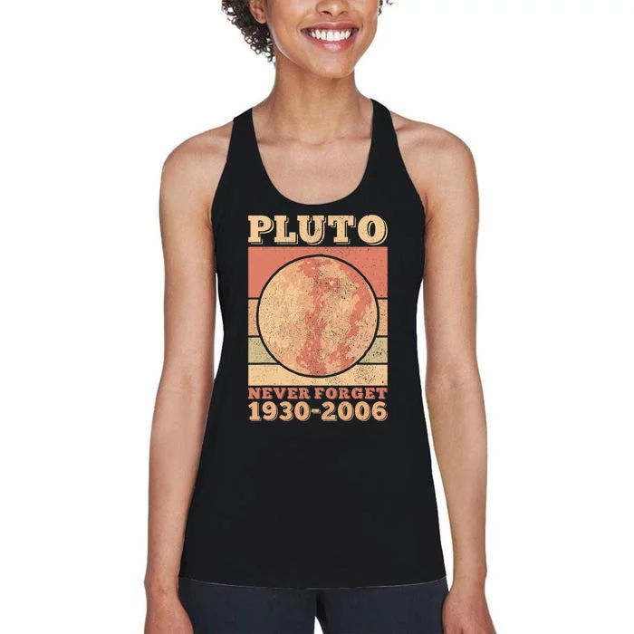 Pluto Never Forget Space Science Astronomy Men Women Funny Women's Racerback Tank