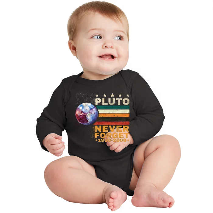 Pluto Never Forget Pluto Astronomy Baby Long Sleeve Bodysuit