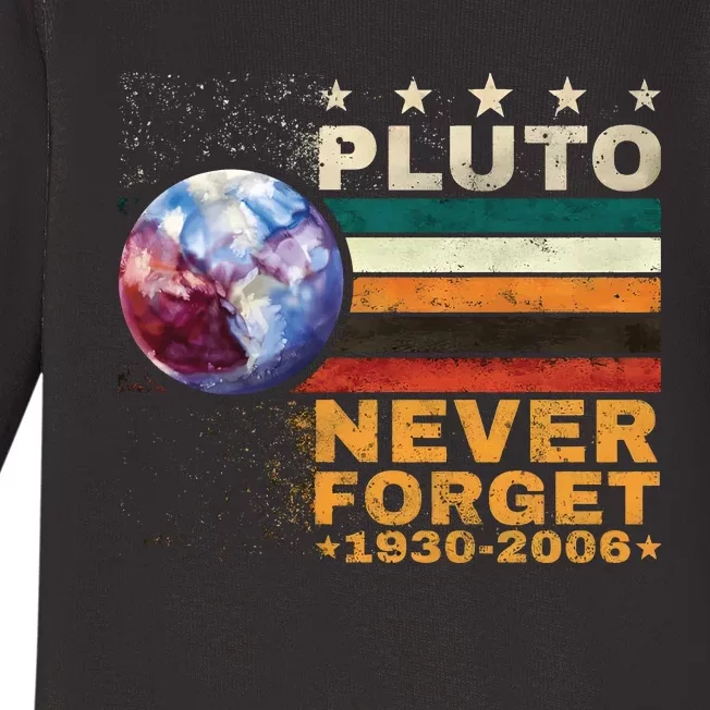 Pluto Never Forget Pluto Astronomy Baby Long Sleeve Bodysuit