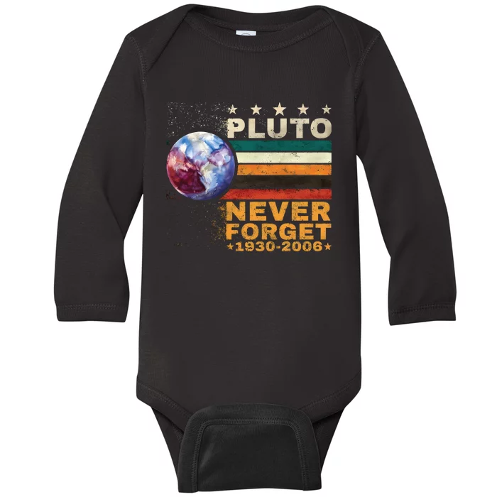 Pluto Never Forget Pluto Astronomy Baby Long Sleeve Bodysuit