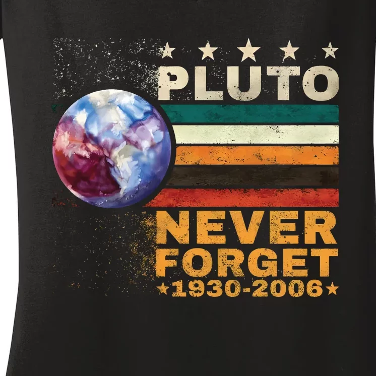 Pluto Never Forget Pluto Astronomy Women's V-Neck T-Shirt