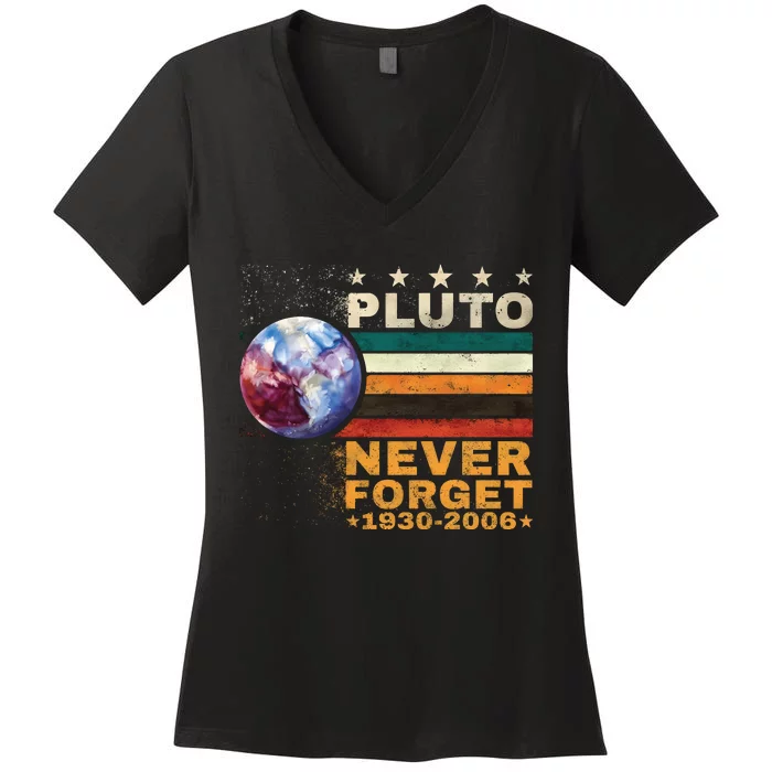 Pluto Never Forget Pluto Astronomy Women's V-Neck T-Shirt