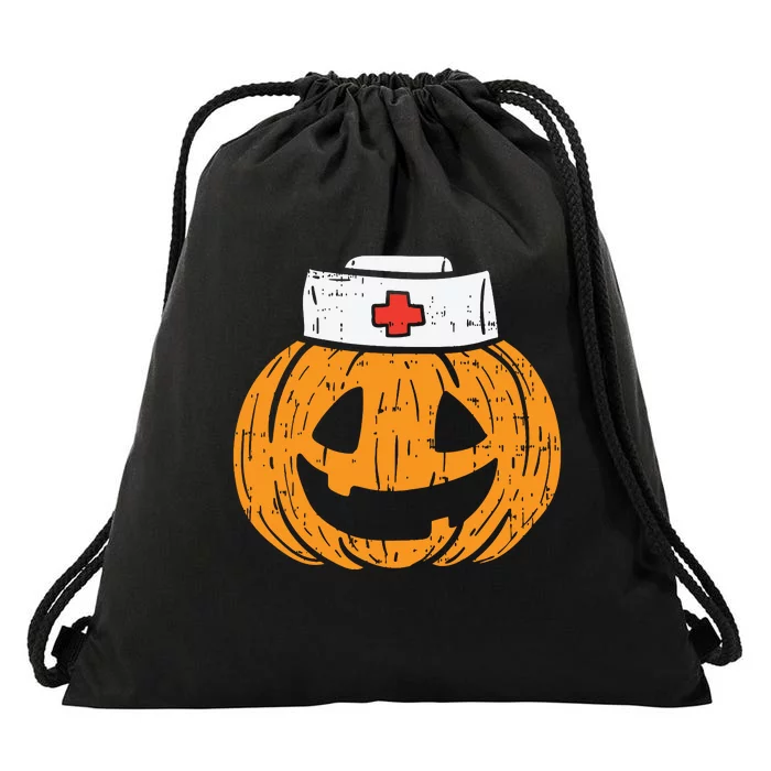 Pumpkin Nurse Funny Scary Halloween Costume Rn Cna Icu Girl Drawstring Bag