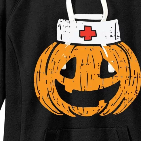 Pumpkin Nurse Funny Scary Halloween Costume Rn Cna Icu Girl Women's Fleece Hoodie