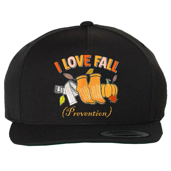 Pt Nurse Fall I Love Fall Prevention Fall Physical Therapy Wool Snapback Cap