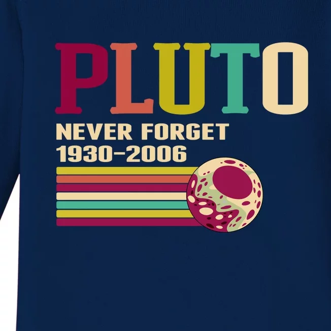 Pluto Never Forget 19302006 Solar System Planet Baby Long Sleeve Bodysuit