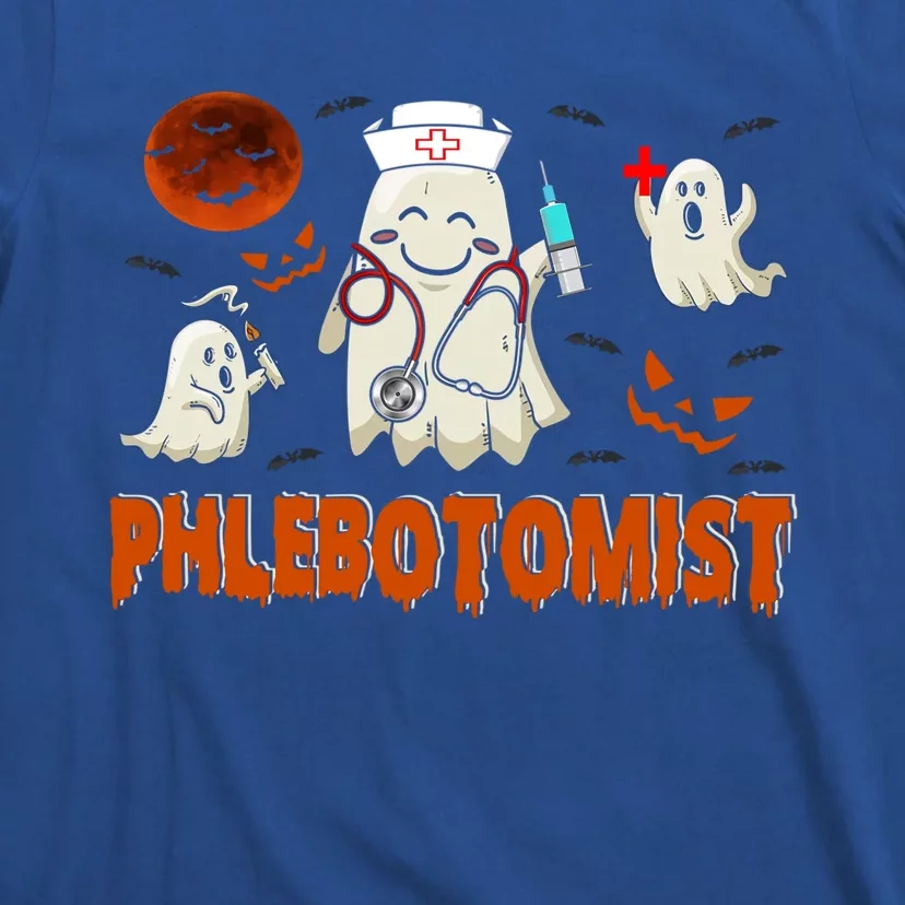 Phlebotomist Nurse Funny Boo Ghost Nurse Squad Halloween Cute Gift T-Shirt