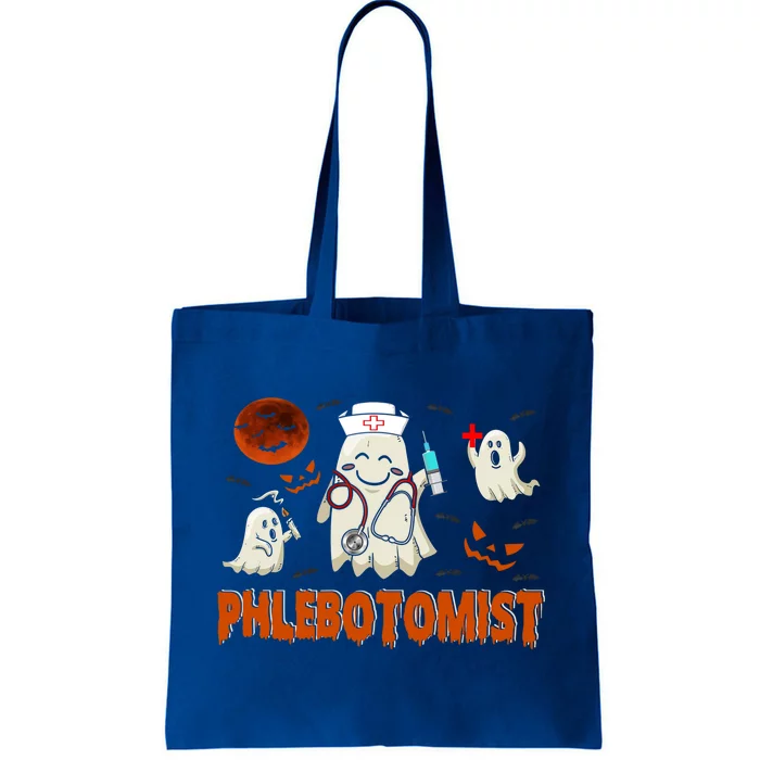 Phlebotomist Nurse Funny Boo Ghost Nurse Squad Halloween Cute Gift Tote Bag