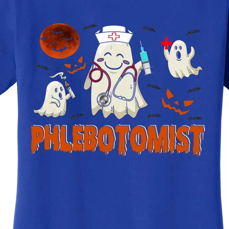 Phlebotomist Nurse Funny Boo Ghost Nurse Squad Halloween Cute Gift Women's T-Shirt