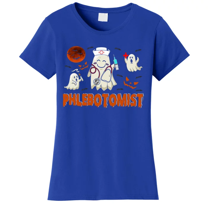 Phlebotomist Nurse Funny Boo Ghost Nurse Squad Halloween Cute Gift Women's T-Shirt