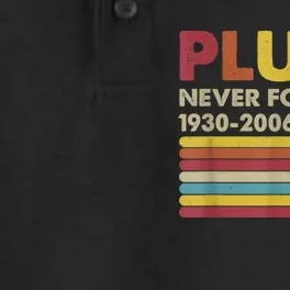 Pluto Never Forget Shirt. Retro Style Funny Space, Science Dry Zone Grid Performance Polo