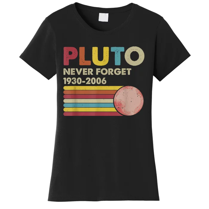 Pluto Never Forget Shirt. Retro Style Funny Space, Science Women's T-Shirt