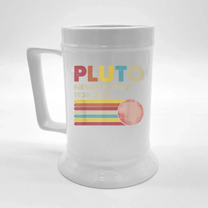 Pluto Never Forget Shirt. Retro Style Funny Space, Science Front & Back Beer Stein