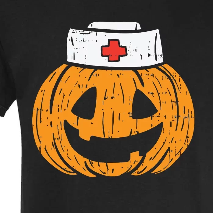 Pumpkin Nurse Funny Scary Halloween Costume Rn Cna Icu Girl Garment-Dyed Heavyweight T-Shirt