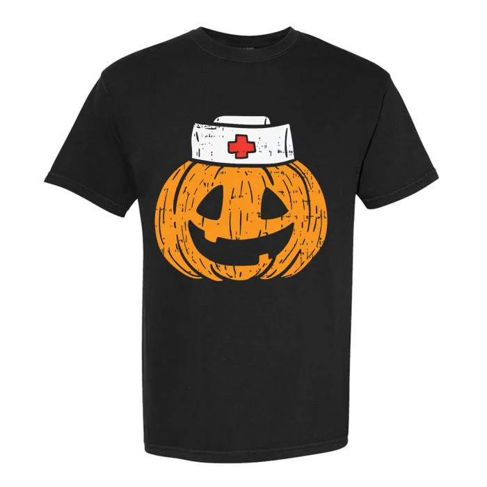 Pumpkin Nurse Funny Scary Halloween Costume Rn Cna Icu Girl Garment-Dyed Heavyweight T-Shirt