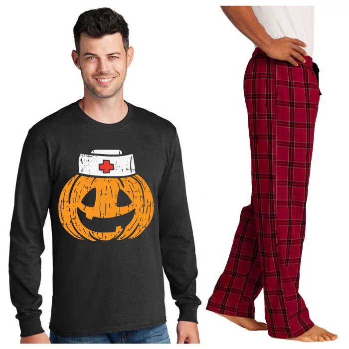 Pumpkin Nurse Funny Scary Halloween Costume Rn Cna Icu Girl Long Sleeve Pajama Set