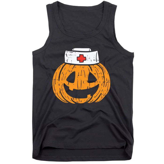 Pumpkin Nurse Funny Scary Halloween Costume Rn Cna Icu Girl Tank Top