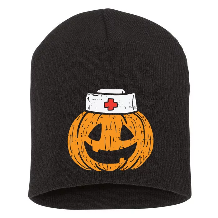 Pumpkin Nurse Funny Scary Halloween Costume Rn Cna Icu Girl Short Acrylic Beanie