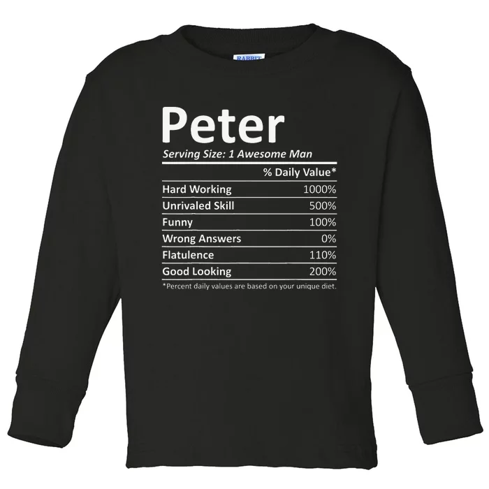 PETER Nutrition Funny Birthday Personalized Name Gift Idea Toddler Long Sleeve Shirt