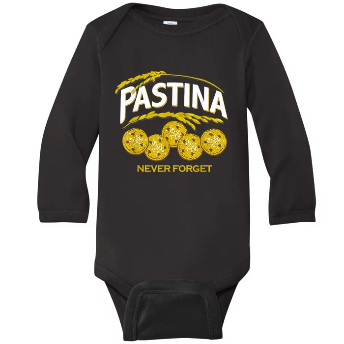 Pastina Never Forget Funny Food Lover Baby Long Sleeve Bodysuit