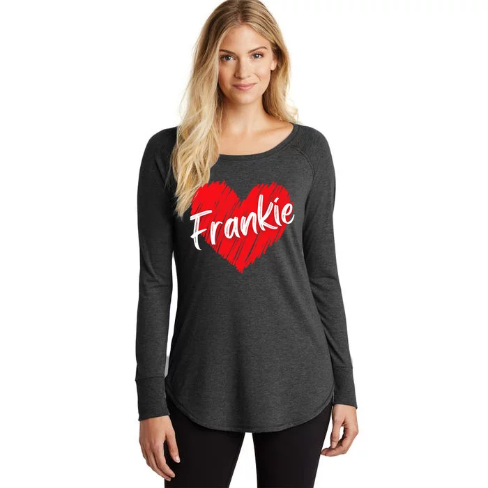 Personalized Name Frankie I Love Frankie Heart Vintage Women's Perfect Tri Tunic Long Sleeve Shirt