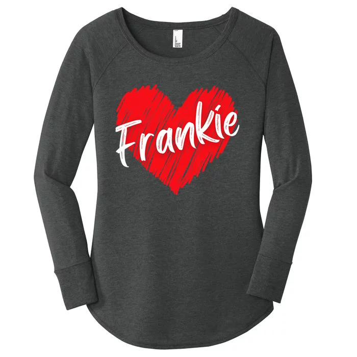 Personalized Name Frankie I Love Frankie Heart Vintage Women's Perfect Tri Tunic Long Sleeve Shirt