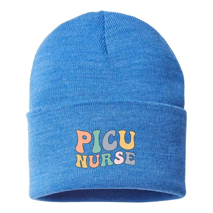 Picu Nurse Groovy Pediatric Intensive Care Unit Gift Sustainable Knit Beanie