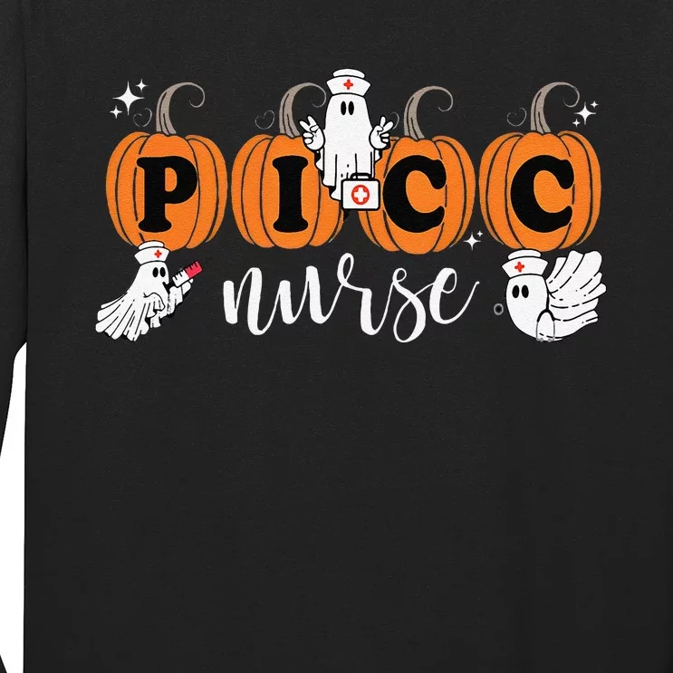 Picc Nurse Groovy Pumpkin Nurse Halloween Long Sleeve Shirt