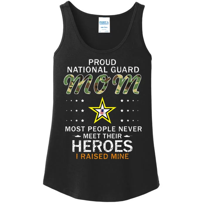 Proud National Guard Mom I Raised My Heroes Camouflage Army Ladies Essential Tank