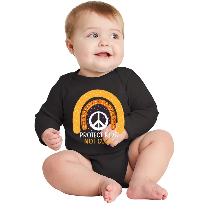 Protect Not Guns Rainbow AntiGun Gun Control Awareness Baby Long Sleeve Bodysuit