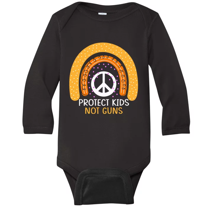 Protect Not Guns Rainbow AntiGun Gun Control Awareness Baby Long Sleeve Bodysuit