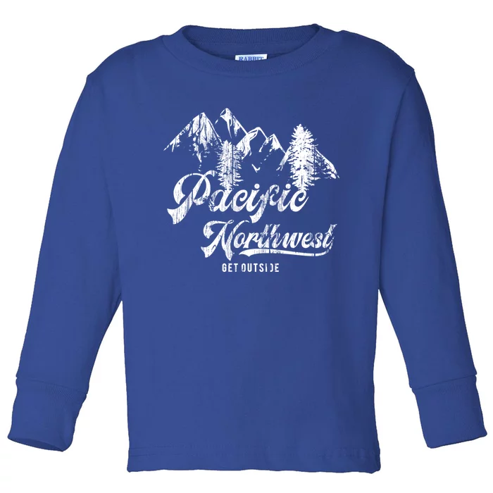 Pacific Northwest Get Outside Gift Cascadia Pnw Toddler Long Sleeve Shirt