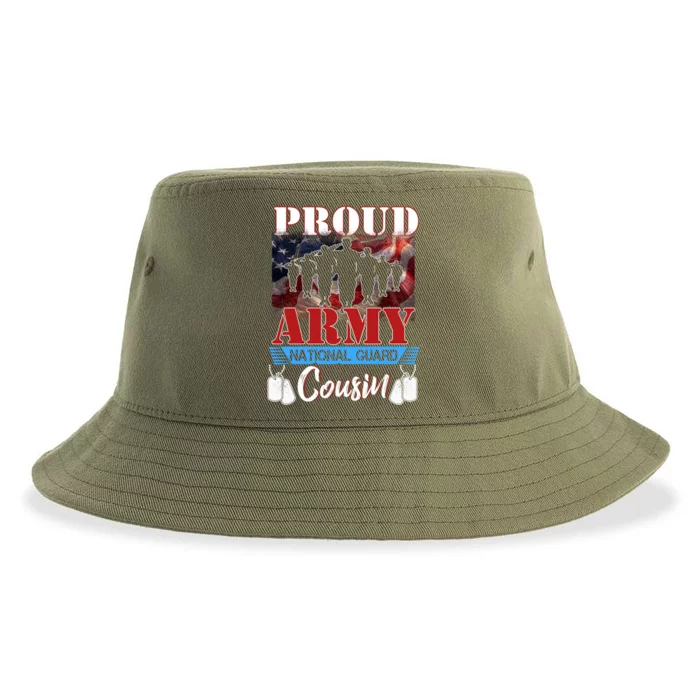 Proud National Guard Cousin Us Flag Military Memorial Mother Funny Gift Sustainable Bucket Hat