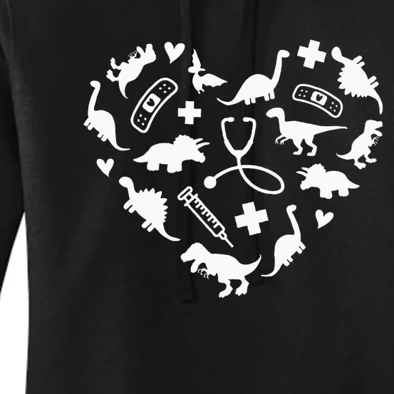 Pediatric Nurse Heart Cute Dinosaur Pediatric Physical Peds Women's Pullover Hoodie