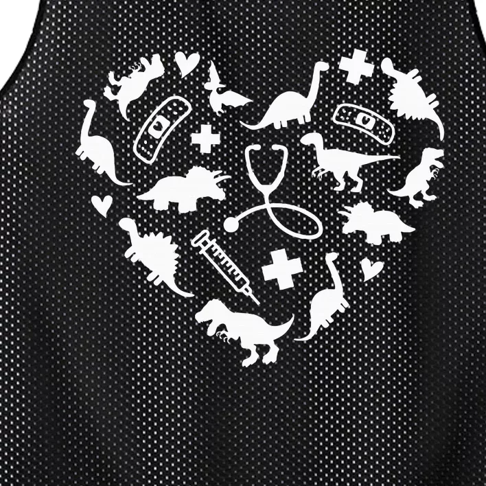 Pediatric Nurse Heart Cute Dinosaur Pediatric Physical Peds Mesh Reversible Basketball Jersey Tank