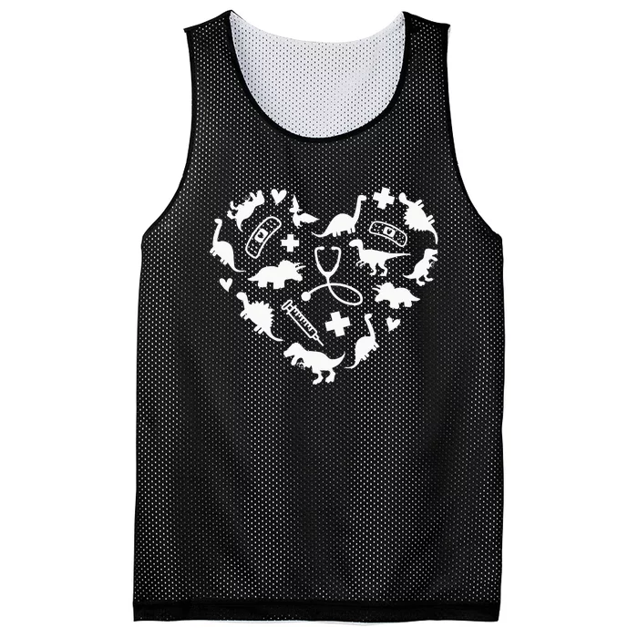 Pediatric Nurse Heart Cute Dinosaur Pediatric Physical Peds Mesh Reversible Basketball Jersey Tank