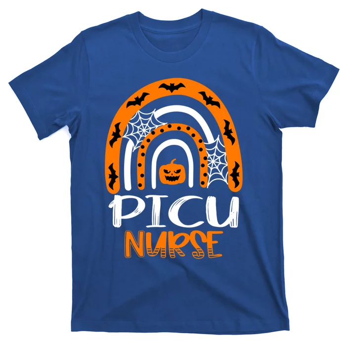 Picu Nurse Halloween Pumpkin Rainbow Pediatric Icu Nursing Gift T-Shirt