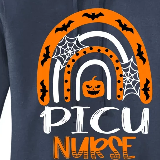 Picu Nurse Halloween Pumpkin Rainbow Pediatric Icu Nursing Gift Women's Pullover Hoodie