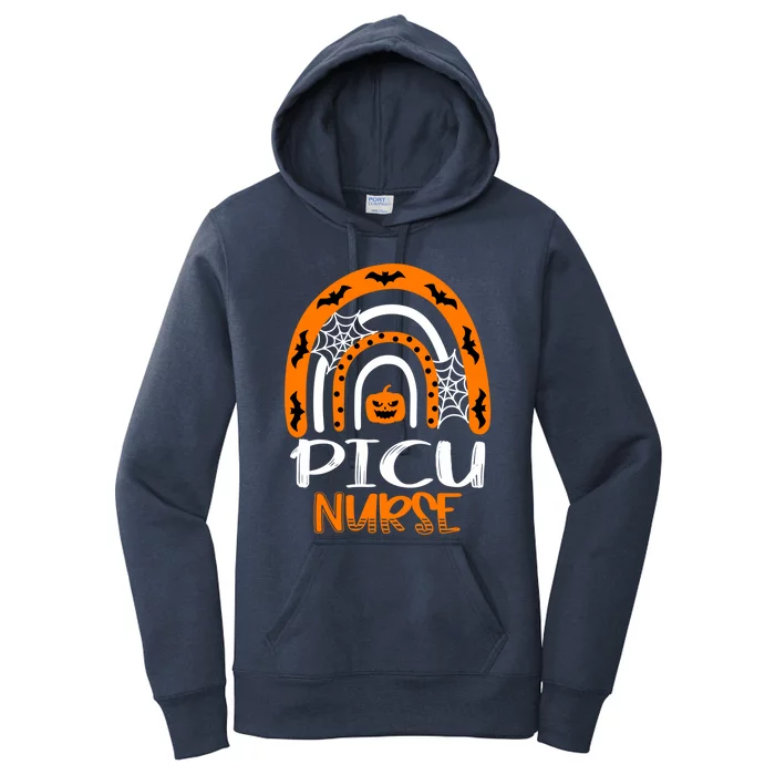 Picu Nurse Halloween Pumpkin Rainbow Pediatric Icu Nursing Gift Women's Pullover Hoodie