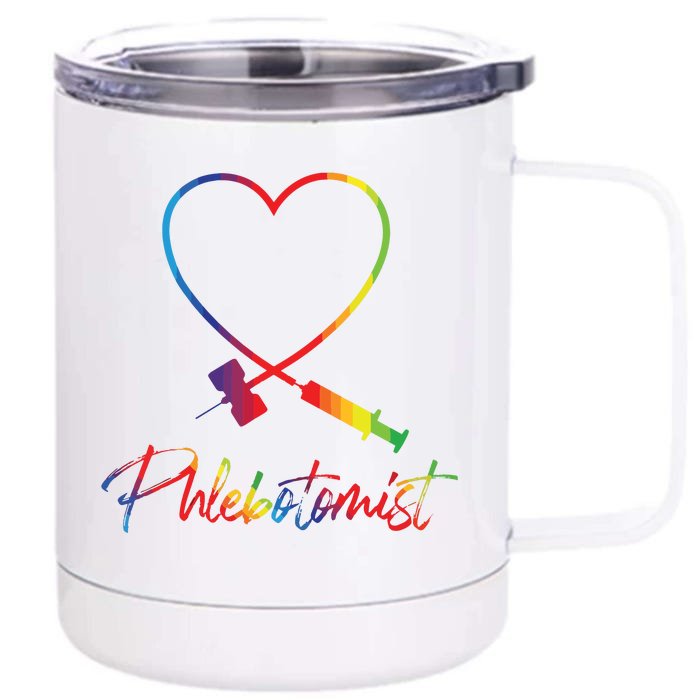 Phlebotomist Needle Heart Healthcare Worker Phlebotomy Front & Back 12oz Stainless Steel Tumbler Cup