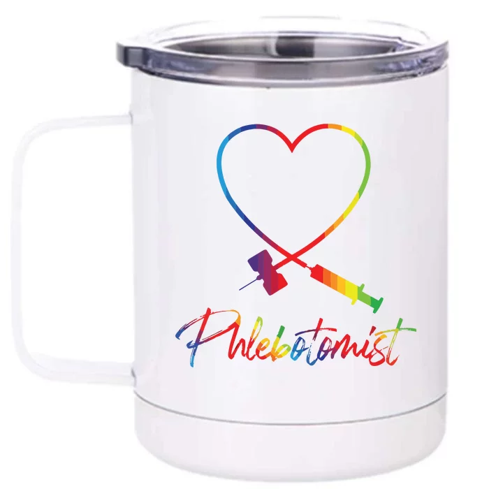 Phlebotomist Needle Heart Healthcare Worker Phlebotomy Front & Back 12oz Stainless Steel Tumbler Cup