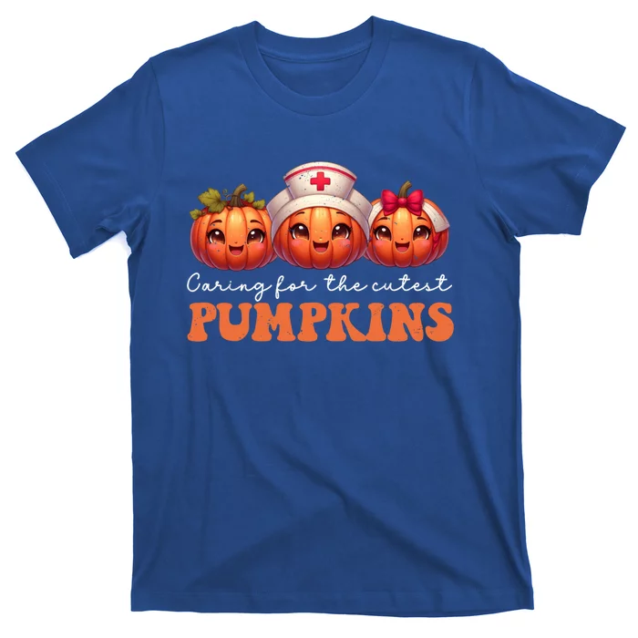 Pumpkins Nurse Halloween Scrub Top Fall Thanksgiving Cool Gift T-Shirt