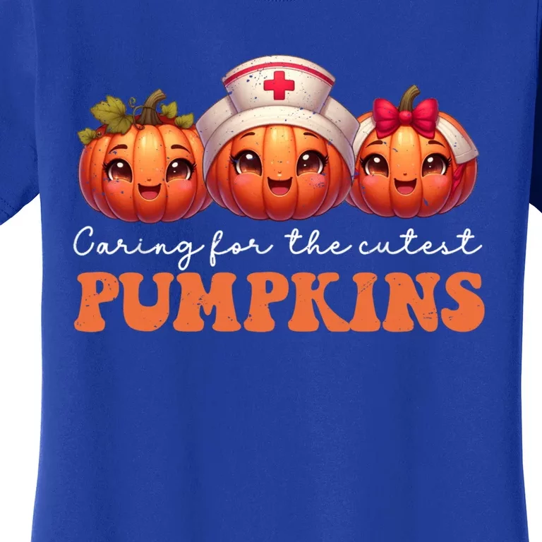 Pumpkins Nurse Halloween Scrub Top Fall Thanksgiving Cool Gift Women's T-Shirt